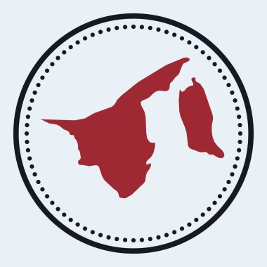 Brunei yuvarlak amblemi ülke haritası ve başlığı ile Haritalı minimal Brunei rozeti