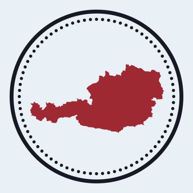 Austria round stamp Round logo with country map and title Stylish minimal Austria badge with map