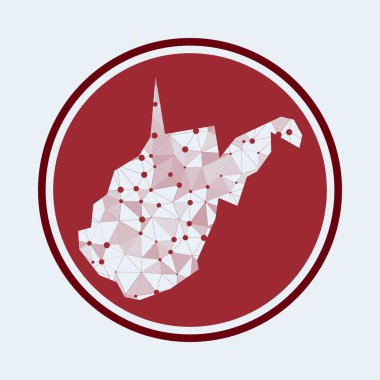 West Virginia icon Trendy tech logo of the us state Geometric mesh round design Technology