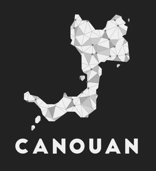 Canouan mapa de la red de comunicación de la isla Canouan diseño geométrico de moda sobre fondo oscuro — Vector de stock