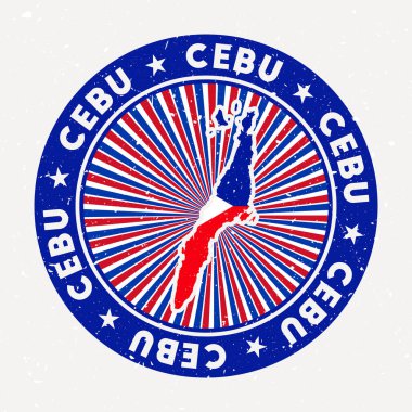 Adanın bayrak amblemi dairesel metin ve yıldız vektörlü Vintage rozetli Cebu yuvarlak damgası
