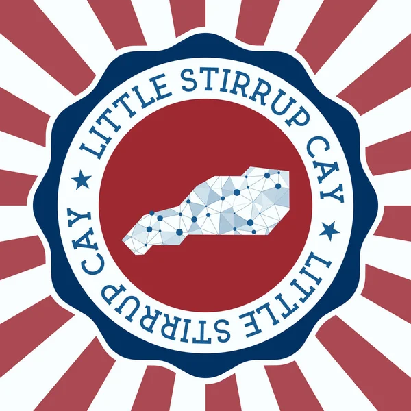 Little Stirrup Cay Badge Logotipo redondo da ilha com mapa de malha triangular e raios radiais EPS10 — Vetor de Stock