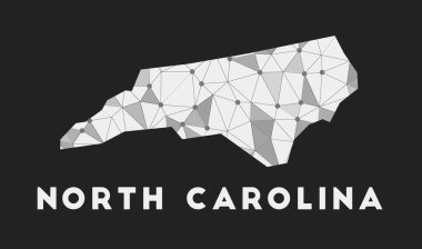 Kuzey Carolina iletişim ağı haritasında Kuzey Carolina 'nın modadan geometrik dizaynı