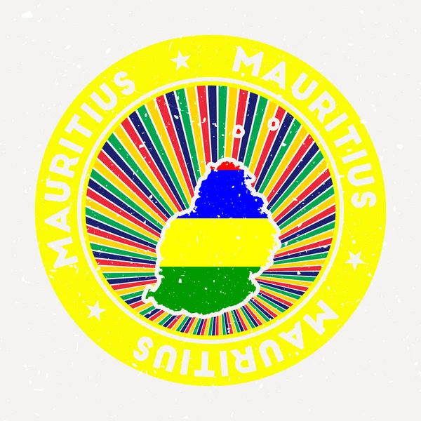 Mauritius round stamp Logo of island with flag Vintage badge with circular text and stars vector — стоковий вектор