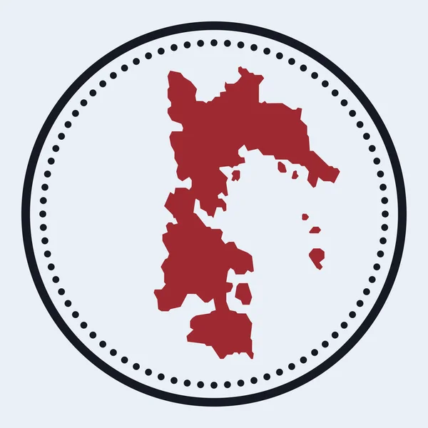 Σφραγίδα Πάτμος Στρογγυλό λογότυπο με νησιώτικο χάρτη και τίτλο Κομψό minimal σήμα Πάτμου με χάρτη — Διανυσματικό Αρχείο