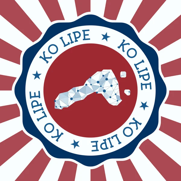 Ko Lipe Badge Kulaté logo ostrova s trojúhelníkovou mapou a radiálními paprsky EPS10 Vector — Stockový vektor