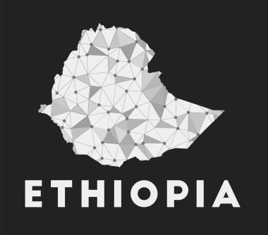 Etiyopya iletişim ağı ülke haritası Etiyopya 'nın koyu renkli geometrik tasarımı