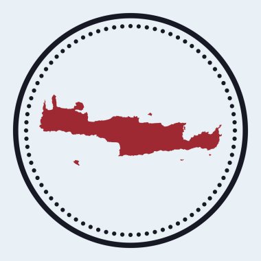 Girit yuvarlak amblemi ada haritası ve başlığı olan yuvarlak logo En az Girit rozeti haritalı
