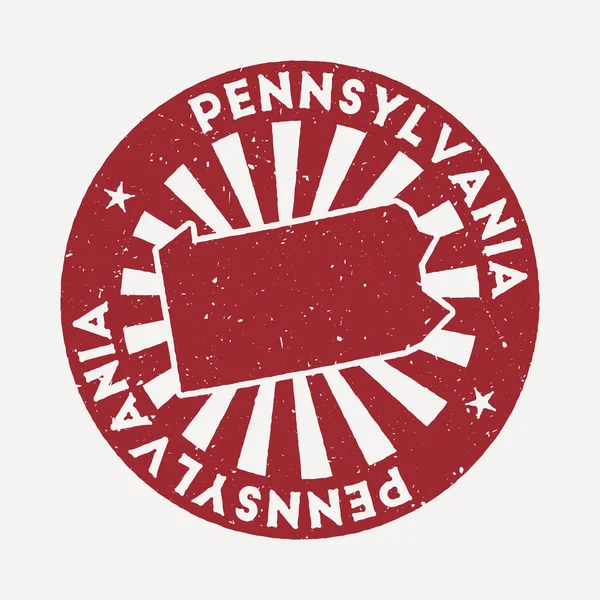 Pennsylvania timbro Viaggio timbro di gomma rosso con la mappa di noi stato vettoriale illustrazione Può essere — Vettoriale Stock