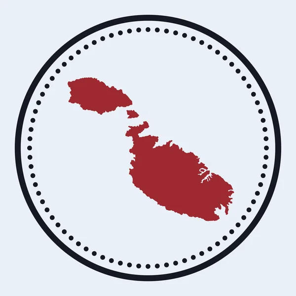 Круглый логотип Мальты Круглый логотип с картой острова и названием Стильный минимальный значок Мальты с картой — стоковый вектор