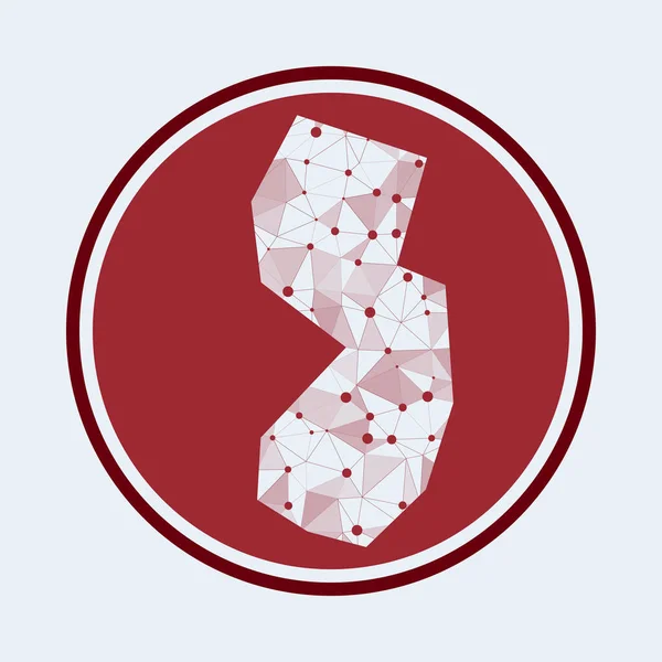 Amerika Birleşik Devletleri Geometrik ağ yuvarlak tasarım teknolojisinin New Jersey ikonu Moda Teknolojisi logosu — Stok Vektör