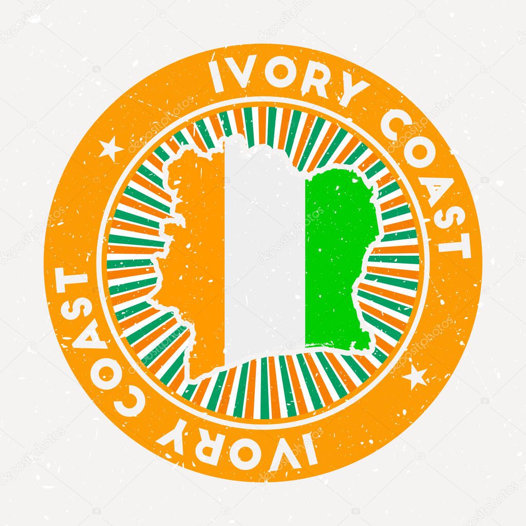 Ivory Coast round stamp Logo of country with flag Vintage badge with circular text and stars