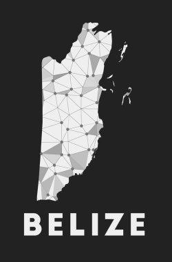 Belize iletişim ağı haritası koyu arkaplan üzerindeki modayı Belize et