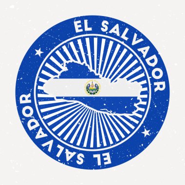 El Salvador Cumhuriyeti yuvarlak damgalı ülke logosu dairesel metin ve bayrak vintage rozet ve