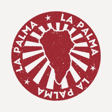 La Palma damgalı seyahat kırmızı kauçuk damgalı ada vektör illüstrasyon haritası olarak kullanılabilir