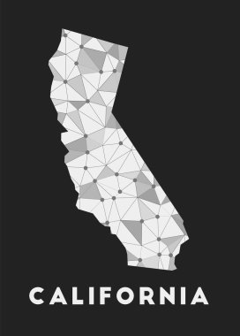 Kaliforniya iletişim ağı haritası Kaliforniya 'nın koyu renkli geometrik tasarımı