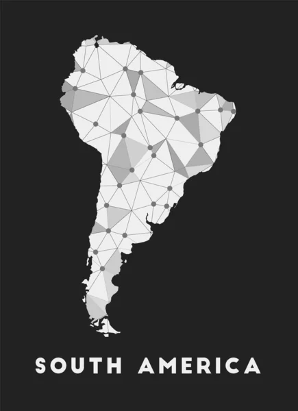 Южная Америка карты сети связи континента Южная Америка модный геометрический дизайн на — стоковый вектор