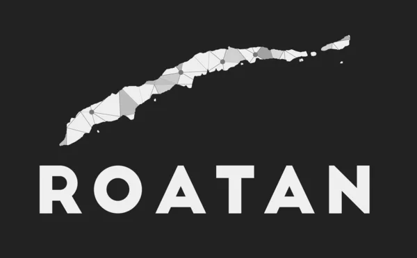 Roatan mapa sieci komunikacyjnej wyspy Roatan modny projekt geometryczny na ciemnym tle — Wektor stockowy