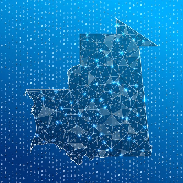 Mapa de red de Mauritania Mapa de conexiones digitales país Tecnología red de internet — Archivo Imágenes Vectoriales