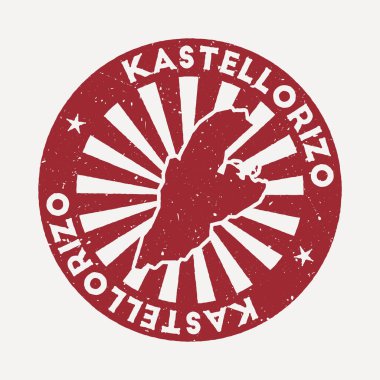 Kastellorizo damgası Ada vektör illüstrasyonunun haritasıyla seyahat kırmızı kauçuk damgası kullanılabilir