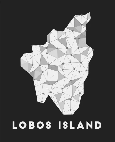 Isla Lobos mapa de la red de comunicación de la isla Isla Lobos diseño geométrico de moda en la oscuridad — Vector de stock