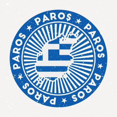 Bayrak taşıyan adanın yuvarlak damgalı logosu dairesel metin ve yıldız vektörlü Vintage rozet