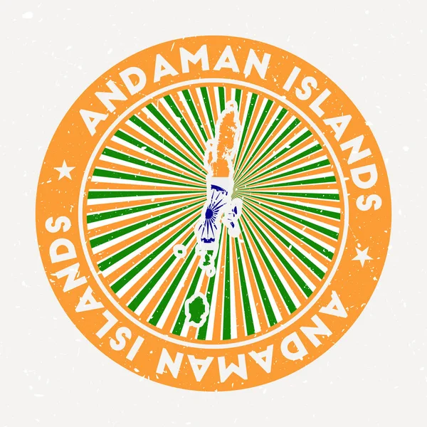 Sello redondo Islas Andamán Logo de isla con bandera Placa vintage con texto circular y estrellas — Vector de stock