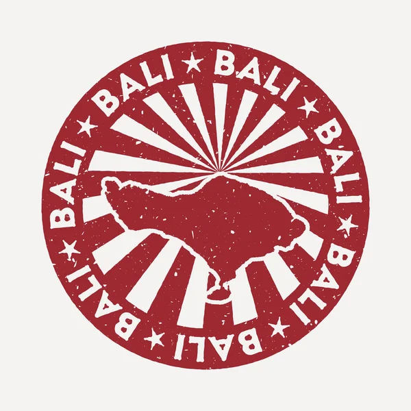 Красная резиновая штамп путешествия по Бали с картой острова векторные иллюстрации могут быть использованы в качестве — стоковый вектор