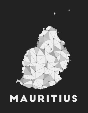 Mauritius iletişim ağı haritası Mauritius adasının karanlık geometrik tasarımı