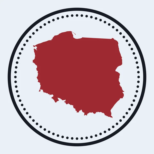 Polen rund stämpel Rund logotyp med landskarta och titel Snygg minimal Polen bricka med karta — Stock vektor