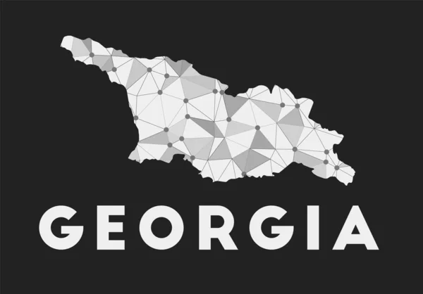 Georgia mapa de la red de comunicación del país Georgia diseño geométrico de moda sobre fondo oscuro — Vector de stock