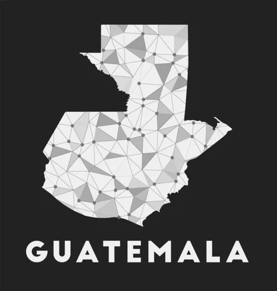 Карта сети связи Гватемалы по стране Гватемала модный геометрический дизайн на темной — стоковый вектор