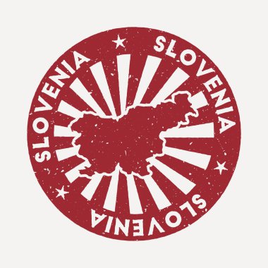 Slovenya damgası Ülke vektör illüstrasyonunun haritasıyla seyahat kırmızı kauçuk damgası