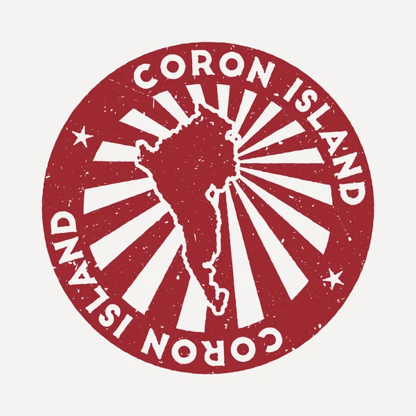 Sello de Coron Island Sello de caucho rojo de viaje con el mapa de ilustración de vectores de isla Se puede utilizar — Vector de stock