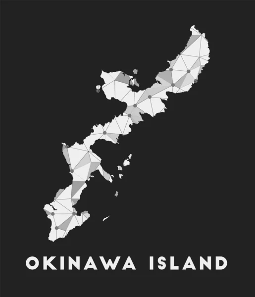 Okinawa Island mapa de la red de comunicación de la isla Okinawa Island diseño geométrico de moda en la oscuridad — Vector de stock