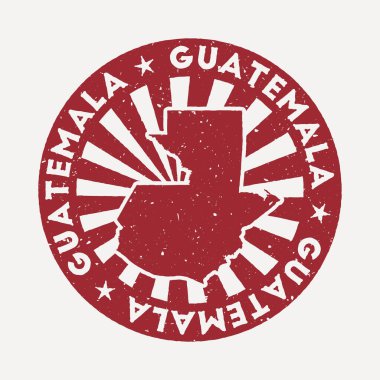 Guatemala damgası Ülke vektör illüstrasyonunun haritalı kırmızı kauçuk pul kullanılabilir