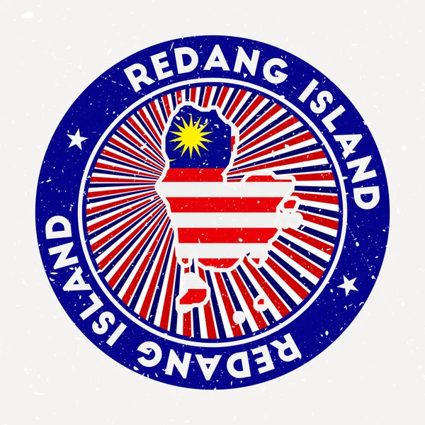 Redang Island kulaté razítko Logo ostrova s vlajkou Ročník odznak s kruhovým textem a hvězdami — Stockový vektor