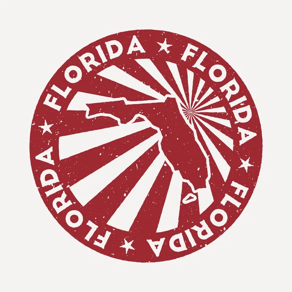 Sello de Florida Viaje sello de goma roja con el mapa de nosotros vector de estado ilustración se puede utilizar como — Vector de stock