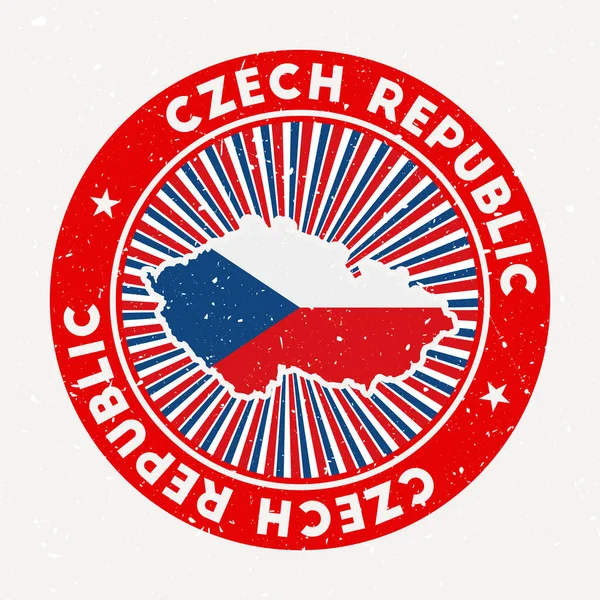 Sello redondo República Checa Logotipo del país con bandera Vintage badge with circular text and stars — Vector de stock