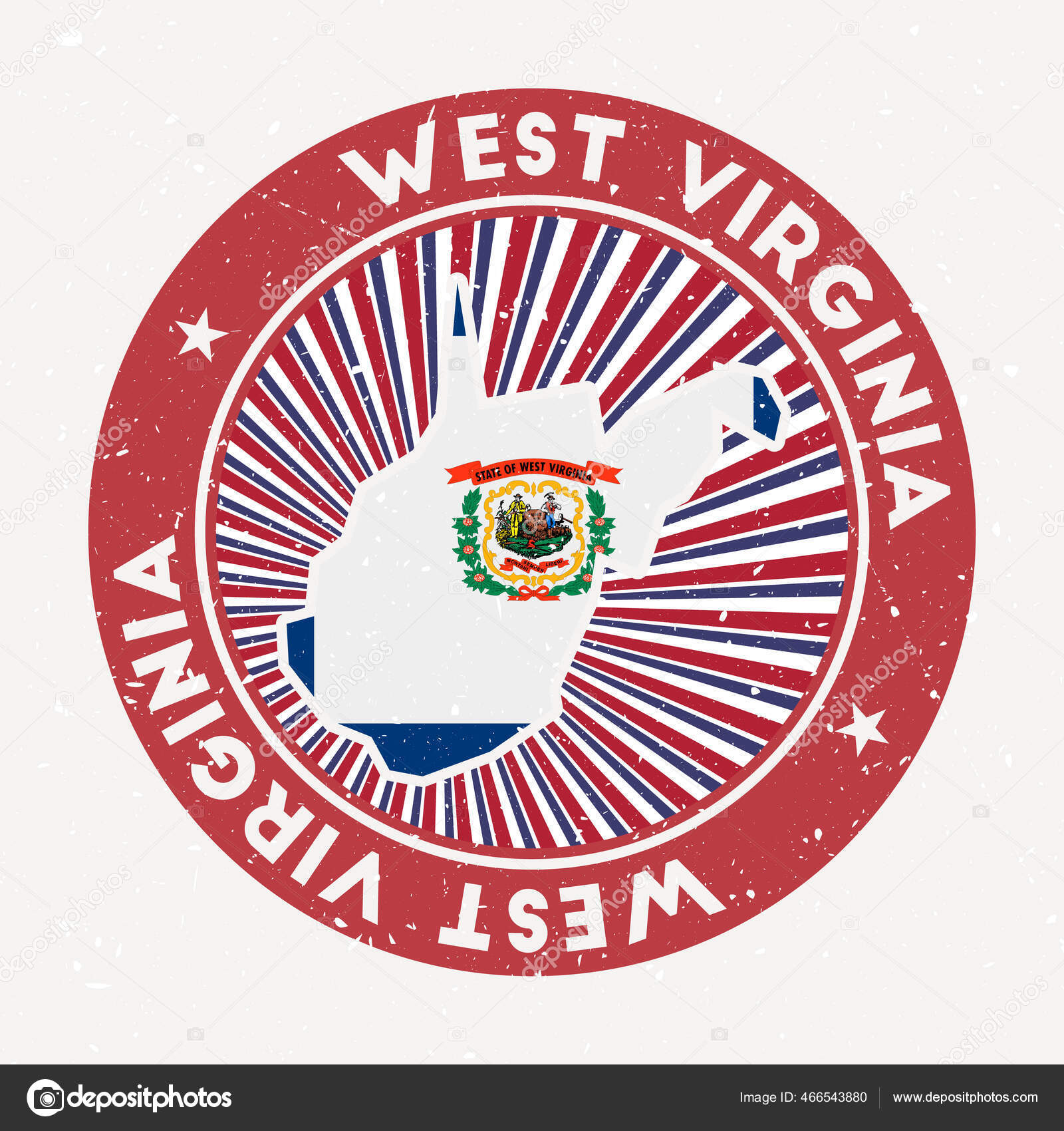 West Virginia round stamp Logo of us state with state flag Vintage ...