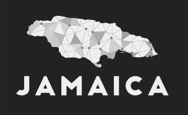 Jamaika iletişim ağı kara arka planda Jamaika 'nın moda geometrik tasarımı haritası