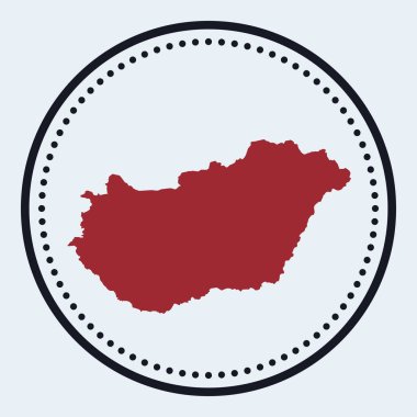 Macaristan yuvarlak amblemi ülke haritası ve başlığı haritalı minimal Macaristan rozeti