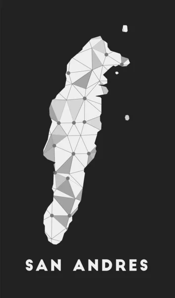 Red de comunicación de San Andrés mapa de la isla San Andrés diseño geométrico de moda en la oscuridad — Vector de stock