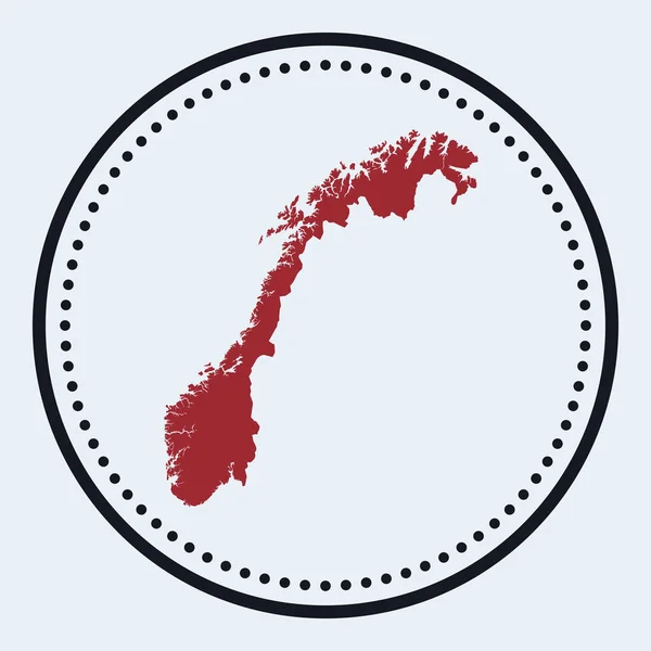 Noruega ronda sello Ronda logo con mapa del país y título Elegante insignia mínima de Noruega con mapa — Archivo Imágenes Vectoriales