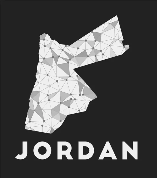 Jordanie carte du réseau de communication du pays Jordanie design géométrique à la mode sur fond sombre — Image vectorielle