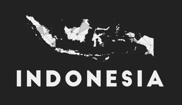 Indonesia mapa de la red de comunicación del país Indonesia diseño geométrico de moda en la oscuridad — Archivo Imágenes Vectoriales