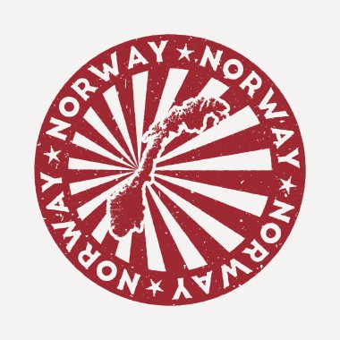 Norveç damgalı seyahat kırmızı kauçuk damgası ülke vektör illüstrasyonunun haritası olarak kullanılabilir