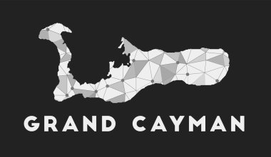 Grand Cayman iletişim ağı ada haritası Büyük Cayman modayı geometrik tasarımı karanlık