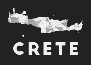 Girit iletişim ağı haritası Girit modayı geometrik tasarımı koyu arkaplan üzerinde