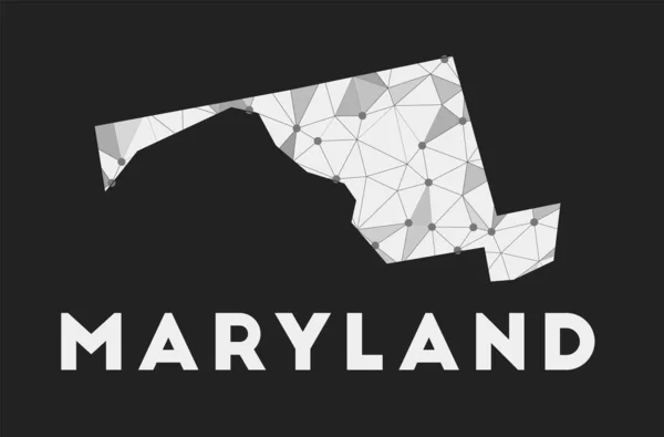 Maryland sieć komunikacyjna mapa nas stan Maryland modny projekt geometryczny na ciemno — Wektor stockowy